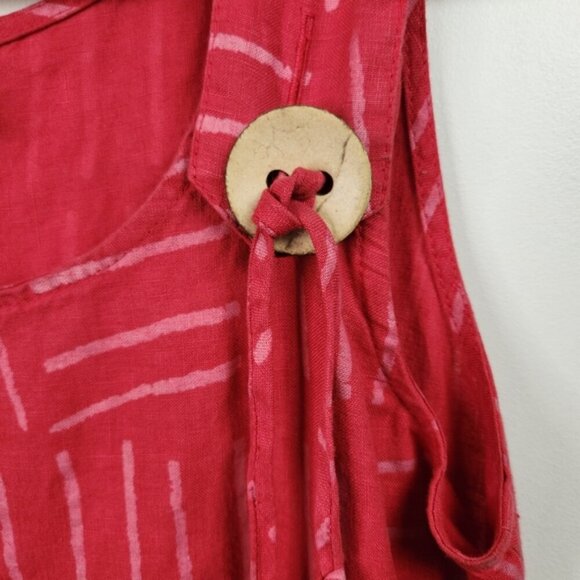 Vintage 90s Pink 100% Linen Shift Dress Sleeveless Pockets Lagenlook Summer Boho - Picture 5 of 13